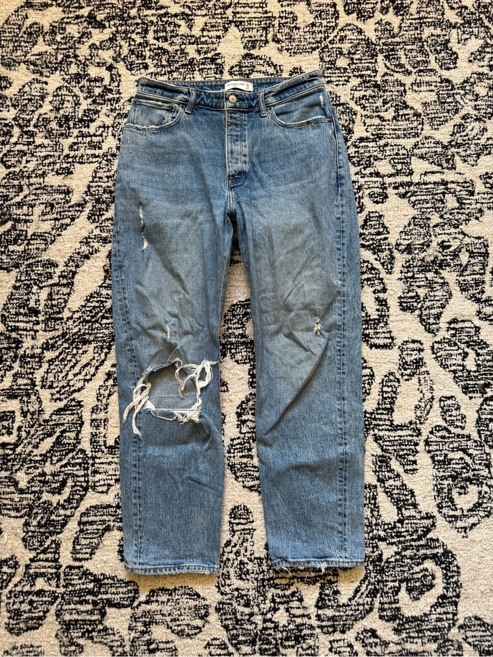 Abercrombie & Fitch High-Rise Distressed Blue Jeans